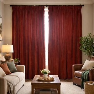 Elegant burnt orange and brown drapes